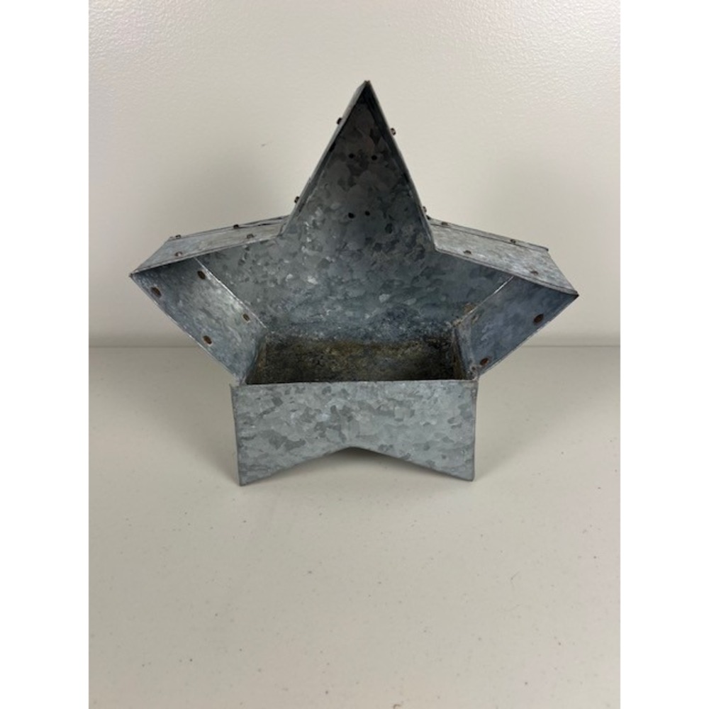 Galvanized Metal Star Wall Pocket Planter Rustic Farmhouse Decor Creative Co-Op